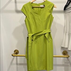 Kasper Vibrant Green Belted Mini Dress